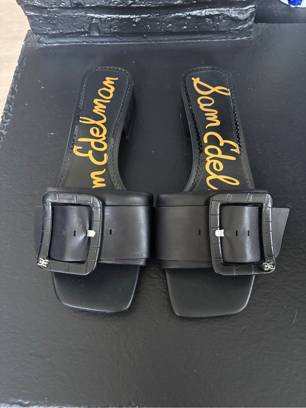 Sam Edelman Black Buckle Slide Sandals
